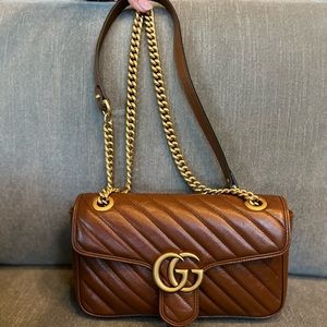 Sold! BRAND NEW Gucci Marmont shoulder bag, dark brown leather
